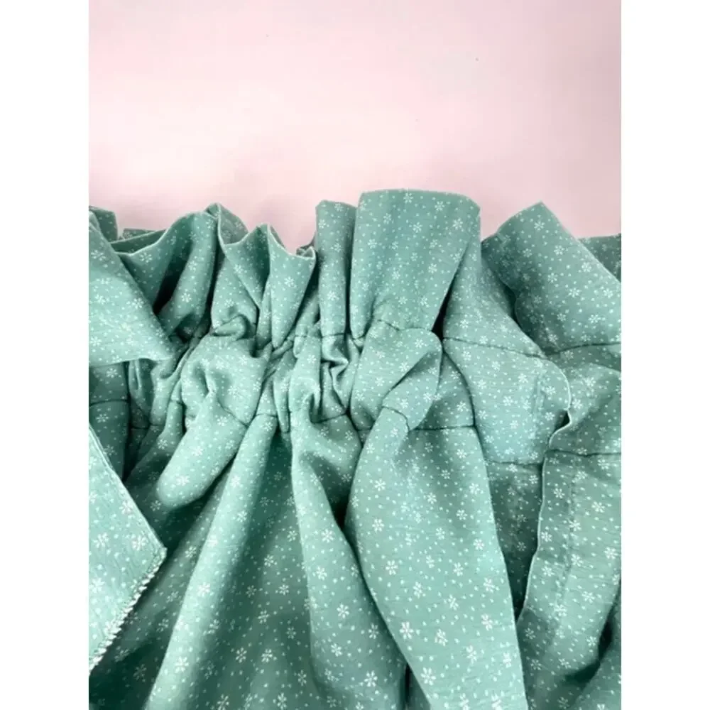 Vintage Mint Green Ruffled Curtain Valance Cottagecore Farmhouse Shabby Chic